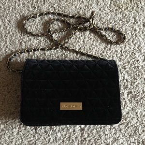 Bebe black velvet crossbody purse